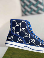 Gucci Tennis 1977 High-Top Sneaker – Blue & White GG Nylon