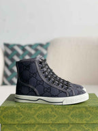 Gucci Tennis 1977 High-Top Sneaker – Charcoal & Black GG Nylon