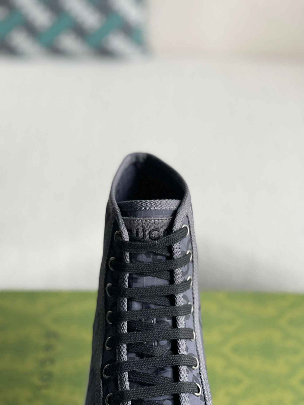 Gucci Tennis 1977 High-Top Sneaker – Charcoal & Black GG Nylon