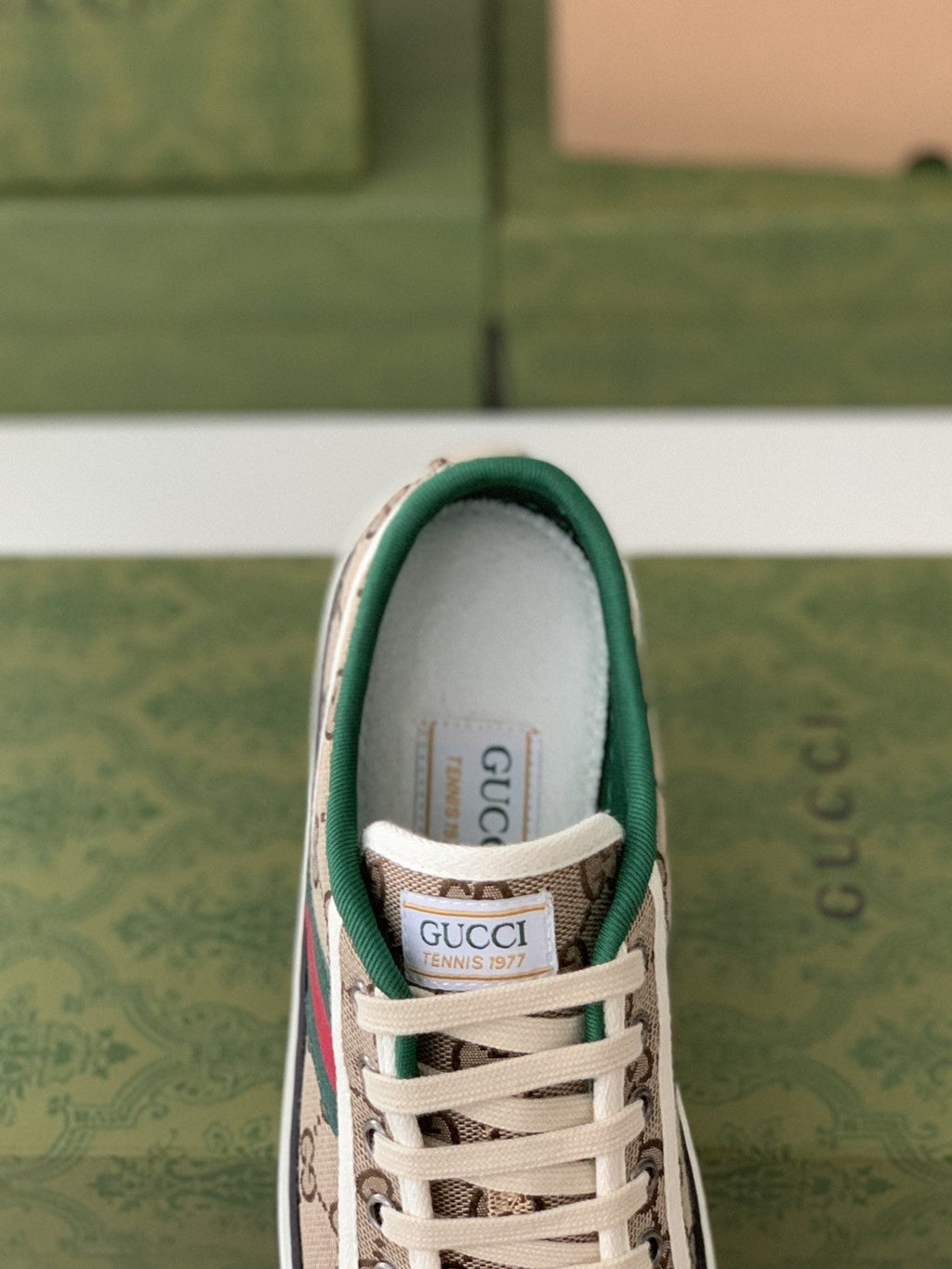 Gucci Tennis 1977 Sneaker – Beige GG Supreme Canvas & Web Stripe