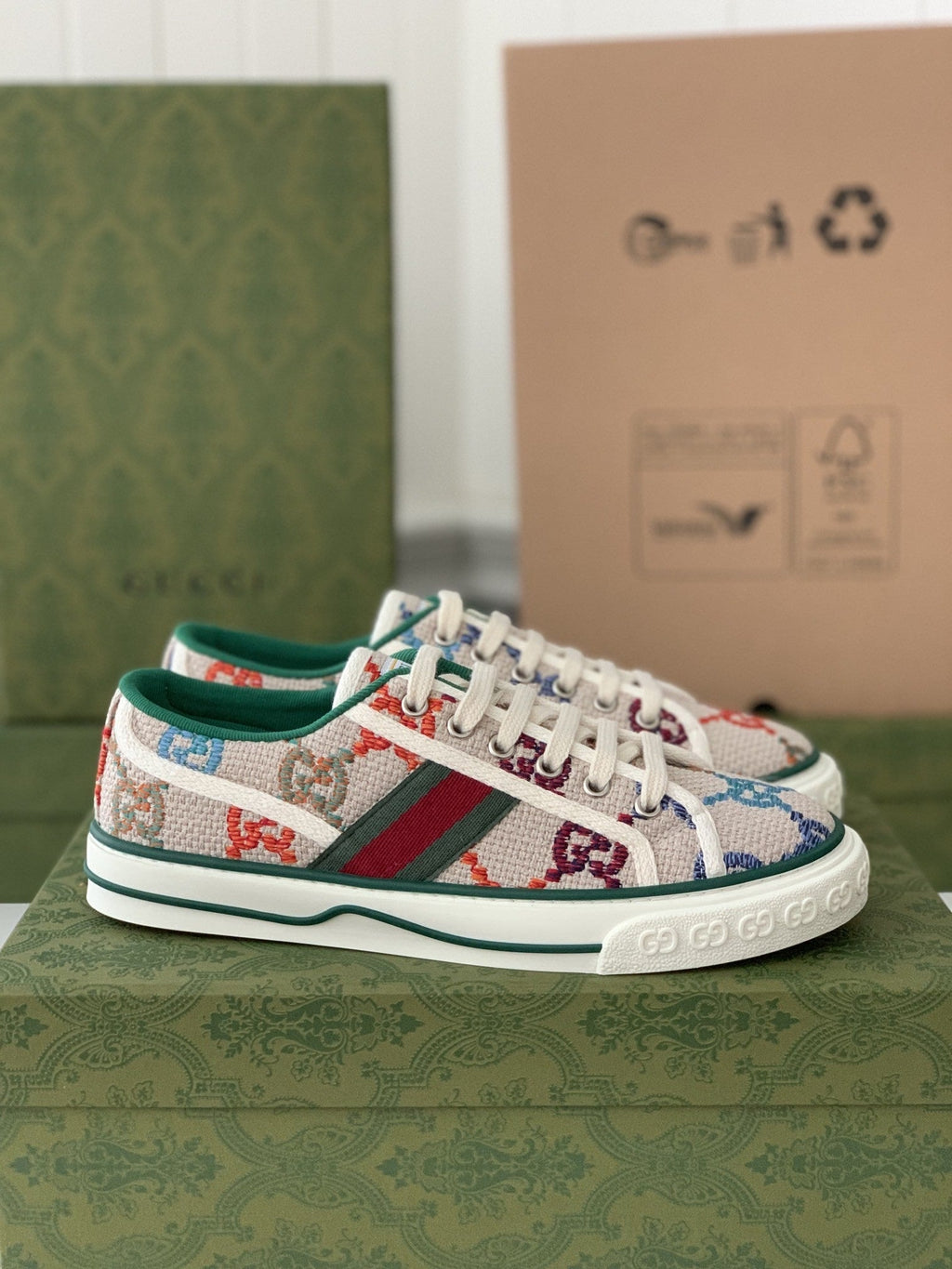 Gucci Tennis 1977 Sneaker – Multicolor GG Embroidered Canvas