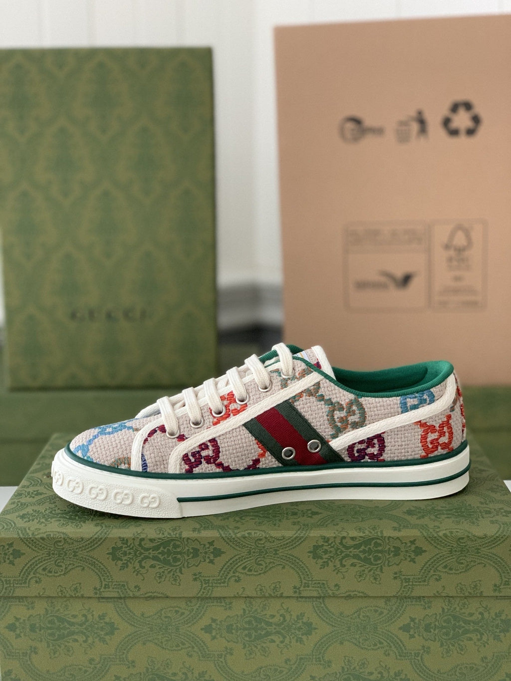 Gucci Tennis 1977 Sneaker – Multicolor GG Embroidered Canvas