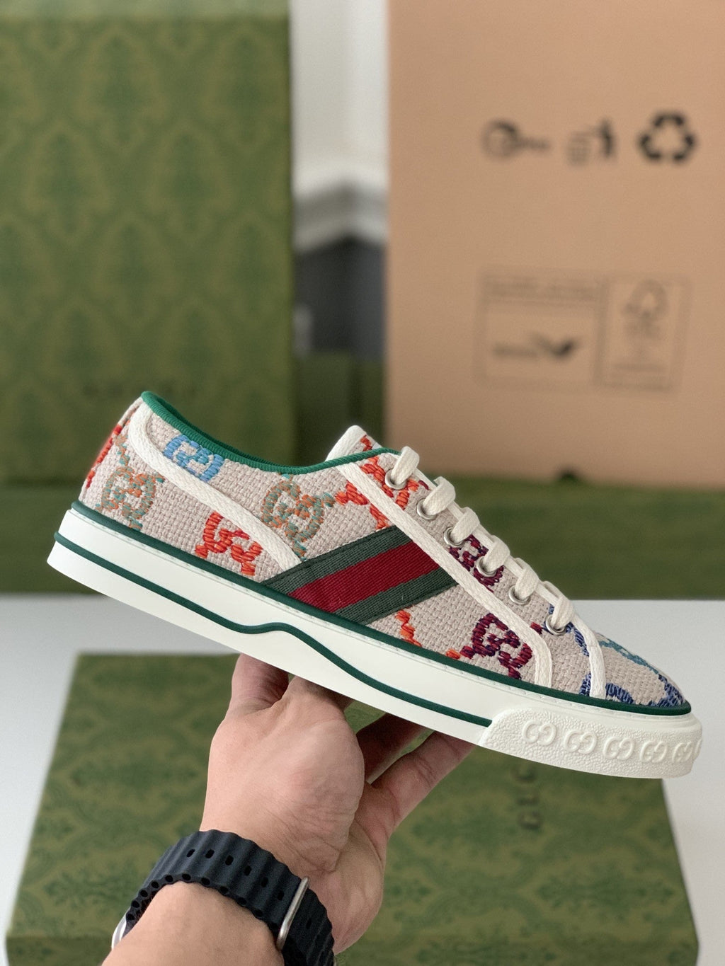 Gucci Tennis 1977 Sneaker – Multicolor GG Embroidered Canvas