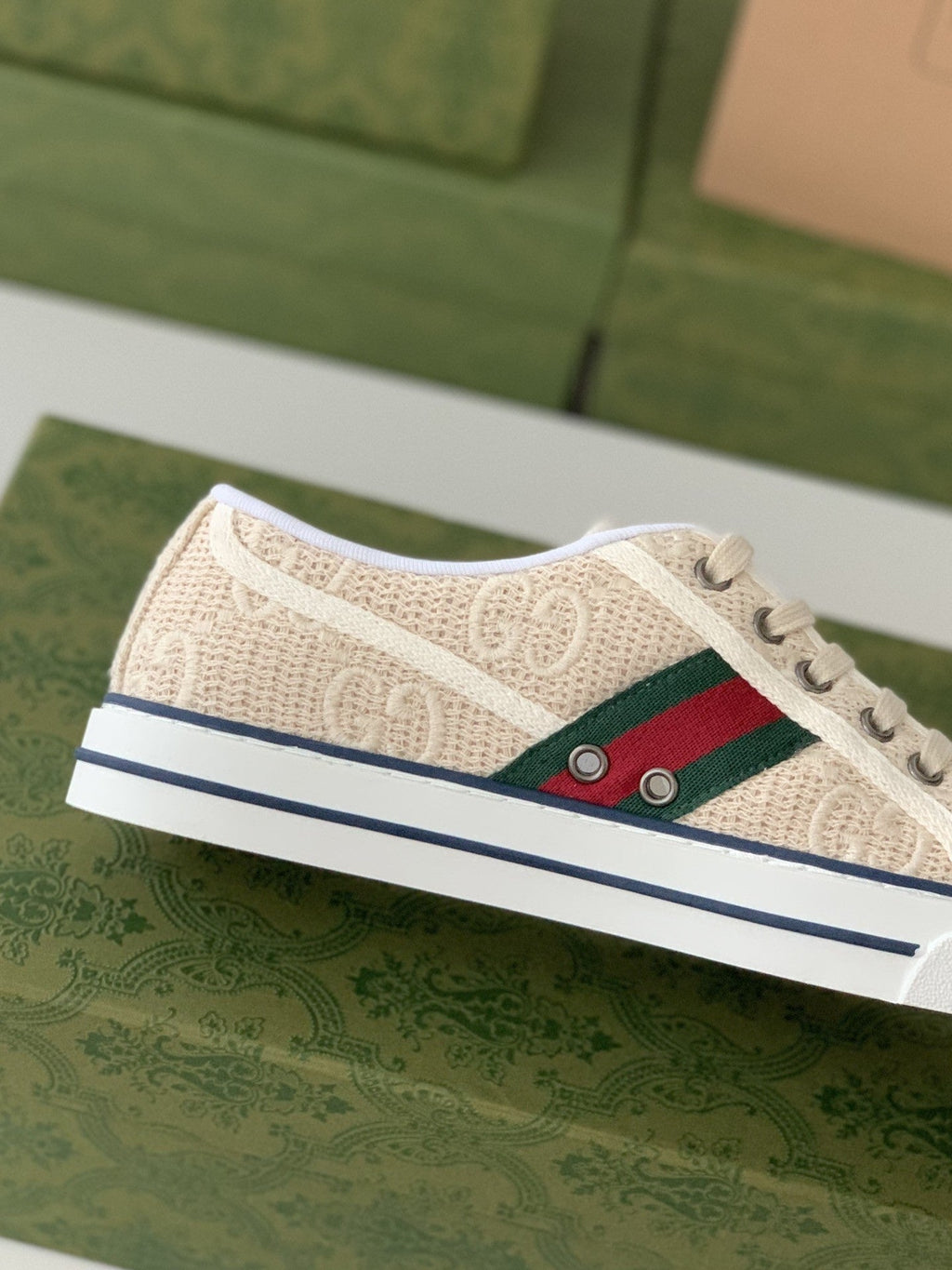 Gucci Tennis 1977 Sneaker – Off-White GG Embroidered Canvas