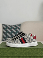 Gucci Ace Sneaker GG Supreme Canvas with Web Stripe and Red Heel Tab