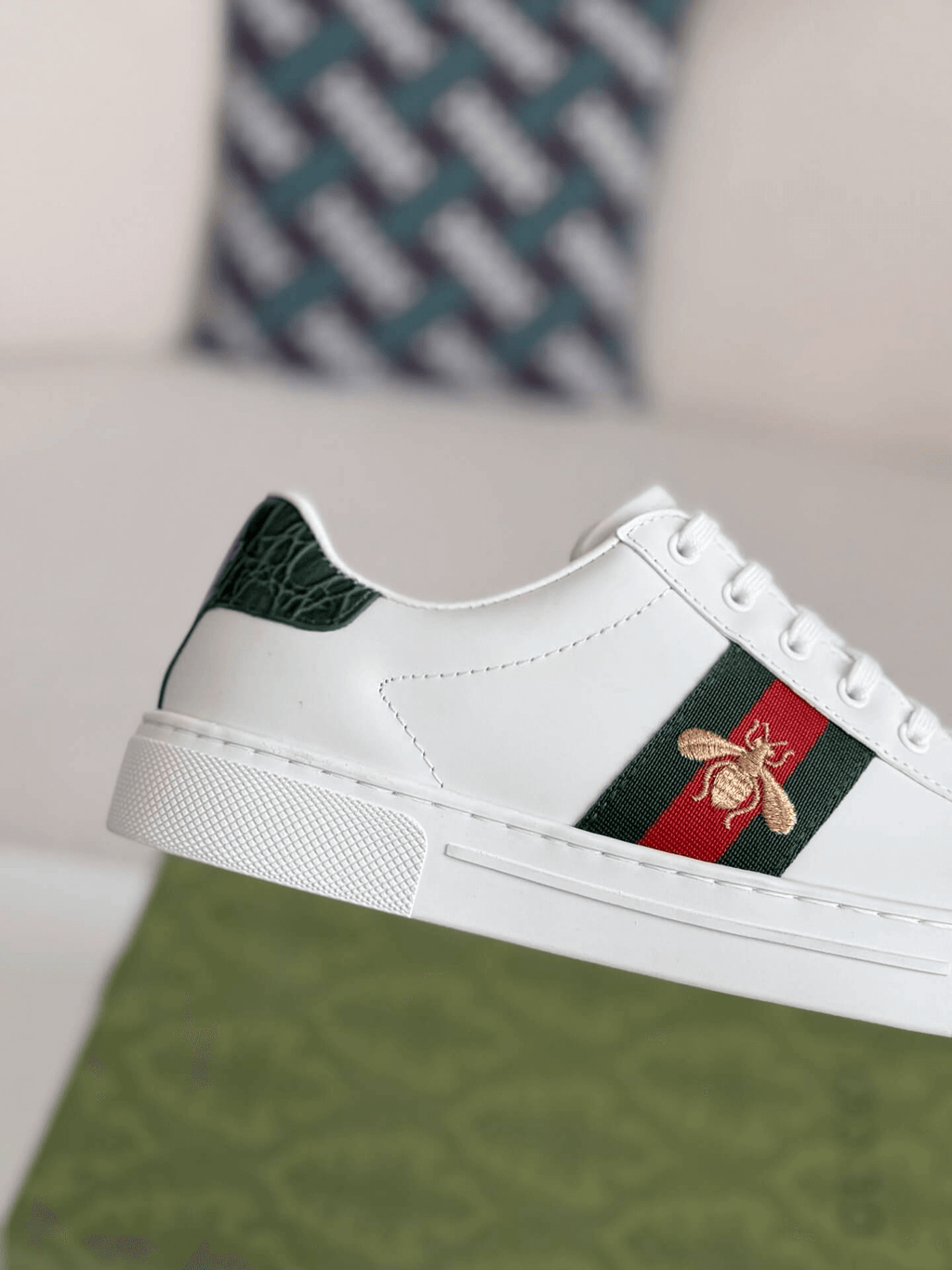 Gucci Ace Sneaker Leather with Web Stripe and Bee Embroidery