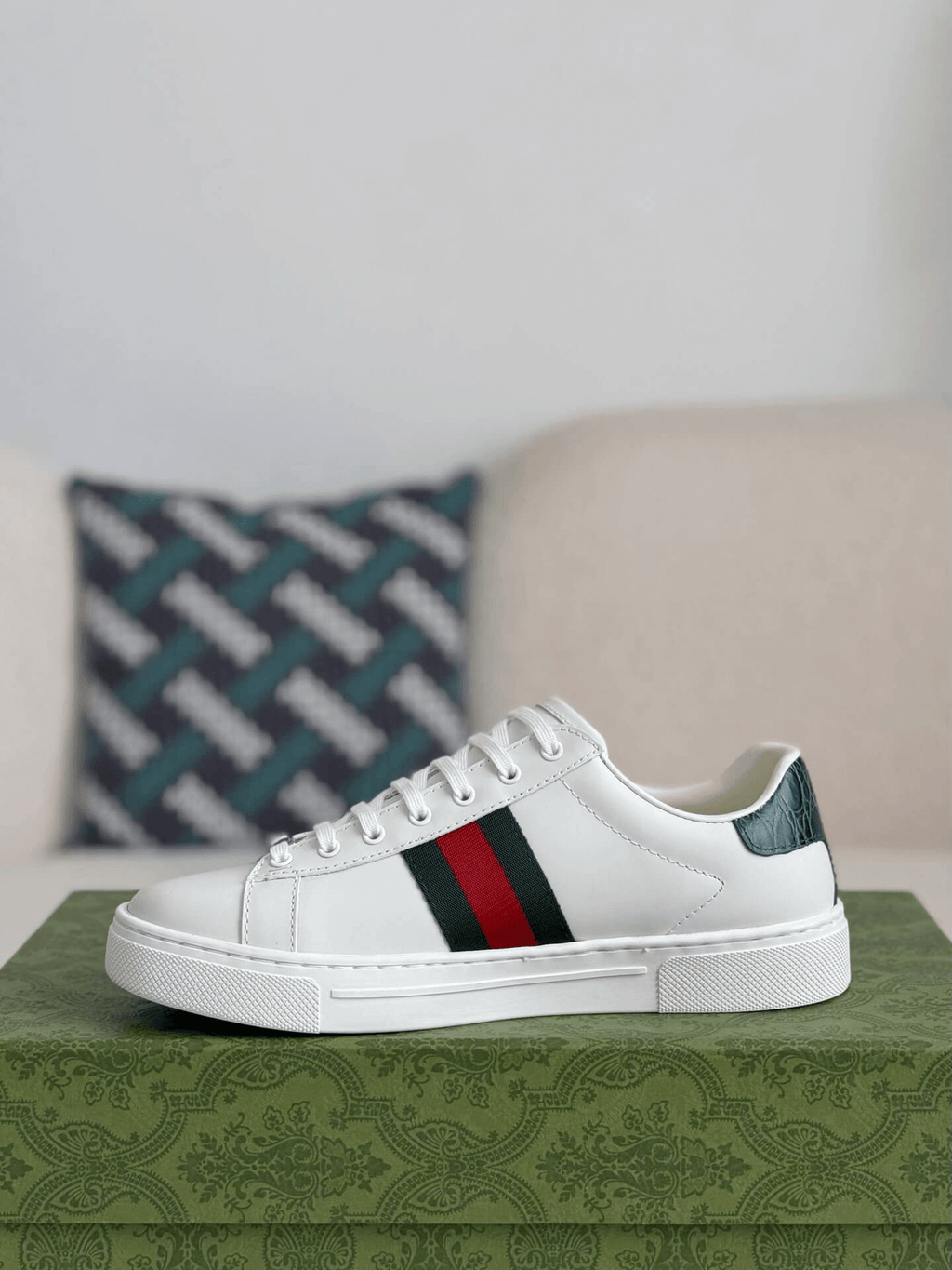 Gucci Ace Sneaker Leather with Web Stripe and Bee Embroidery