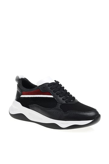 Handmade Black Leather Casual Sports Sneakers