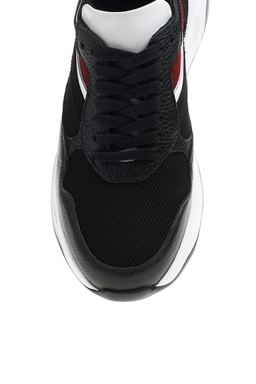 Handmade Black Leather Casual Sports Sneakers