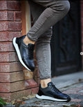 Lecce Navy Blue High-Top Sneakers for Streetwear & Casual Style