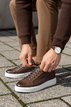 Modena Leather Trainer — Espresso Brown