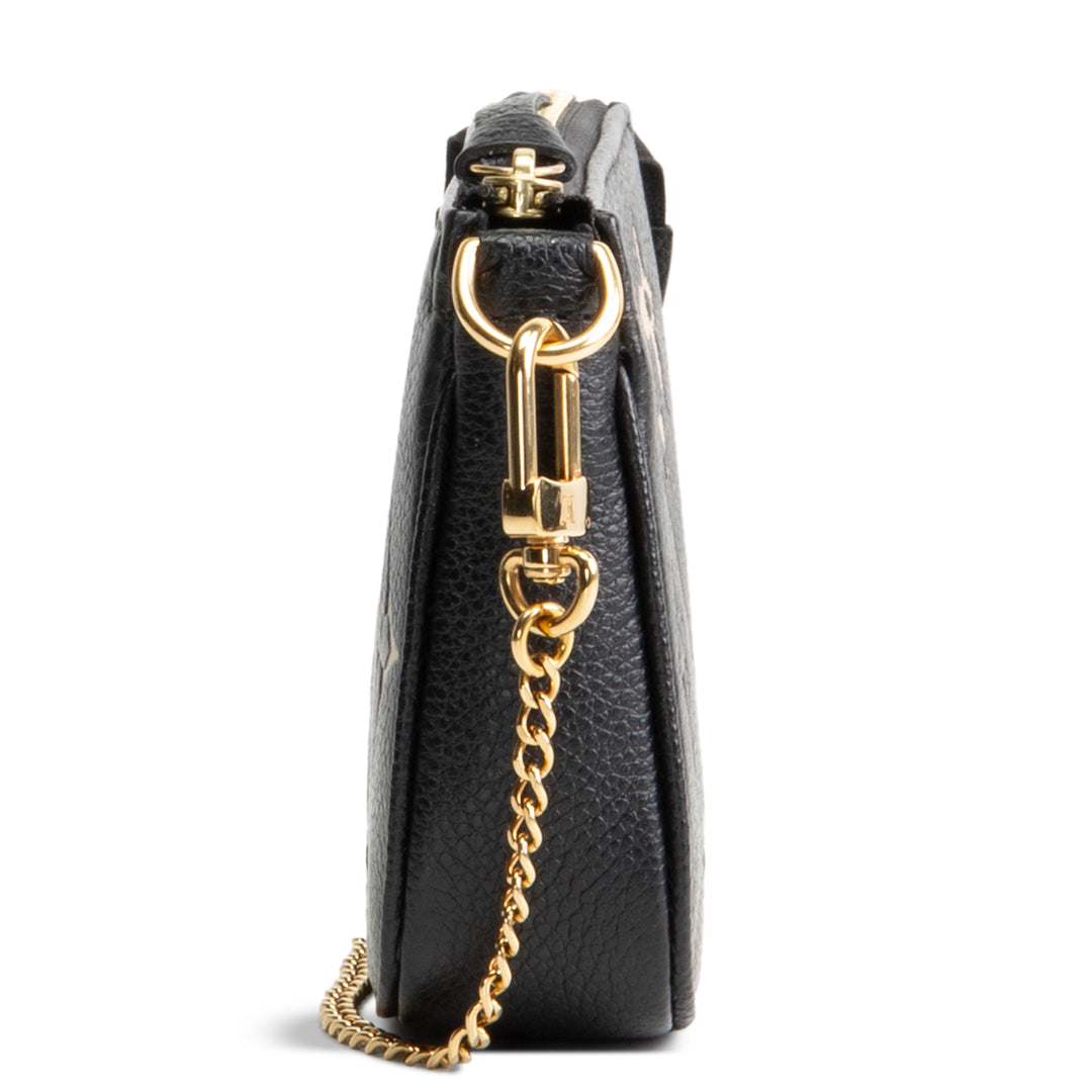 Embossed Monogram Leather Mini Chain Shoulder Bag