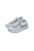 Laliya Men's White Lace-Up Knit Sneakers with Grey Trim