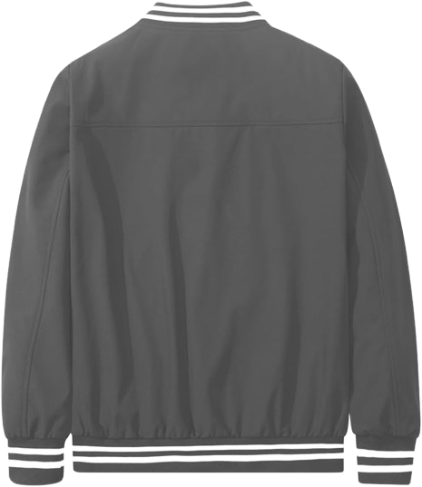 Laliya Men's Dark Grey Full-Zip Bomber Jacket with Striped Ribbed Trim