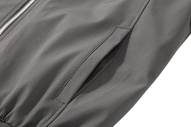 Laliya Men's Dark Grey Full-Zip Bomber Jacket with Striped Ribbed Trim