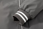 Laliya Men's Dark Grey Full-Zip Bomber Jacket with Striped Ribbed Trim
