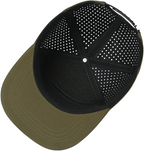 Laliya Men's Olive Green Perforated Breathable Flat-Brim Snapback Cap