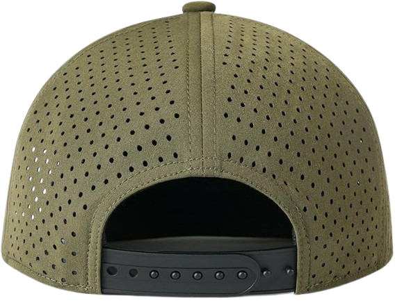 Laliya Men's Olive Green Perforated Breathable Flat-Brim Snapback Cap