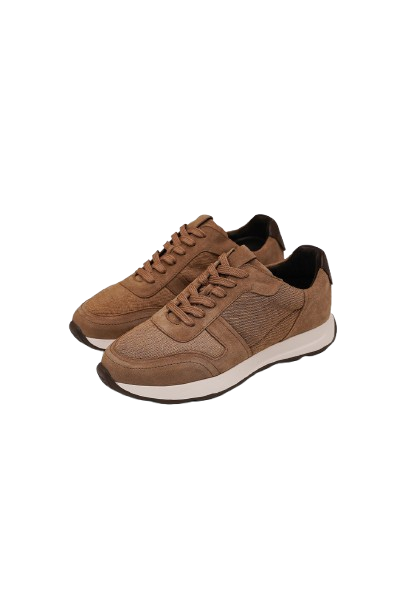 Laliya Men's Taupe Lightweight Lace-Up Suede Sneakers