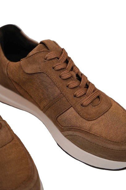 Laliya Men's Taupe Lightweight Lace-Up Suede Sneakers