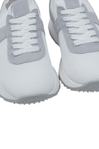 Laliya Men's White Lace-Up Knit Sneakers with Grey Trim
