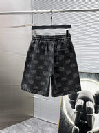 Loewe Allover Anagram Denim Set - Charcoal Black Short-Sleeved Shirt & Shorts Co-ord Set