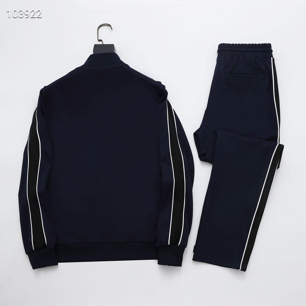 Loewe Anagram Tracksuit Set - Navy Blue Technical Knit Zip Jacket & Pants