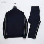 Loewe Anagram Tracksuit Set - Navy Blue Technical Knit Zip Jacket & Pants