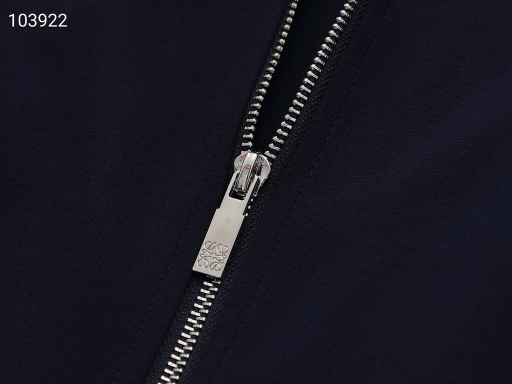 Loewe Anagram Tracksuit Set - Navy Blue Technical Knit Zip Jacket & Pants