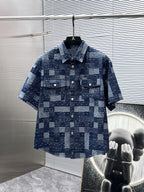 Louis Vuitton LV Damier Patchwork Denim Set - Short-Sleeved Button-Down Shirt & Shorts Co-ord Set