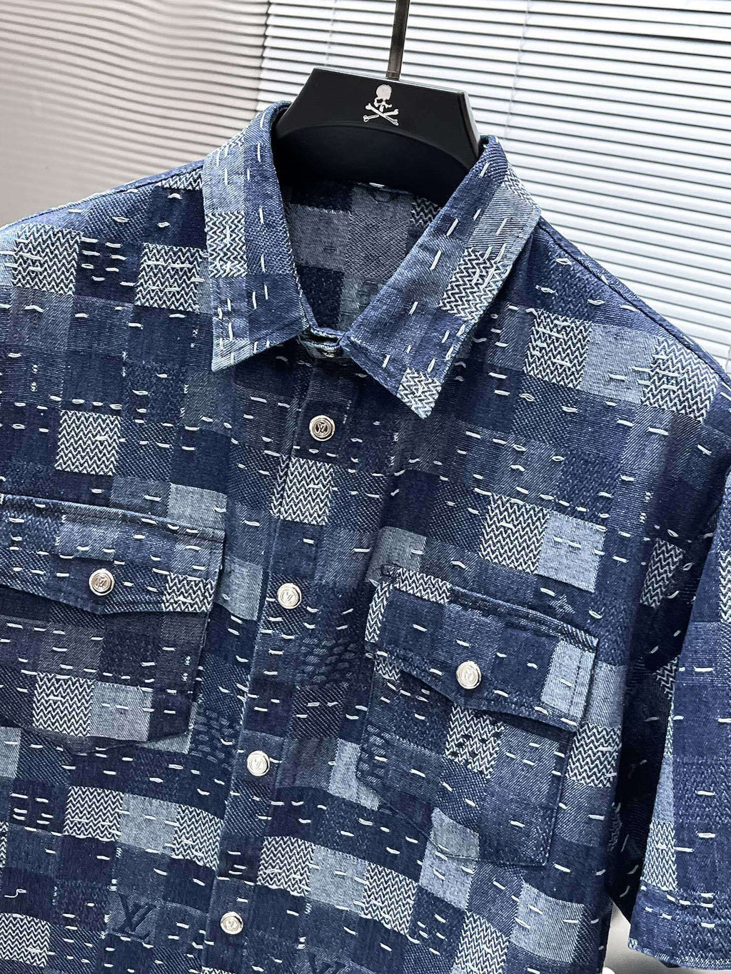 Louis Vuitton LV Damier Patchwork Denim Set - Short-Sleeved Button-Down Shirt & Shorts Co-ord Set