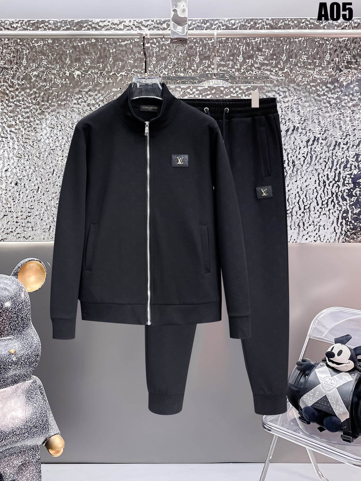Louis Vuitton LV Logo Patch Tracksuit Black Technical Jersey