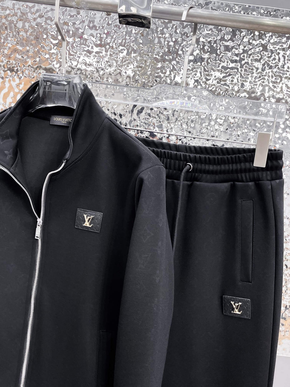 Louis Vuitton LV Logo Patch Tracksuit Black Technical Jersey