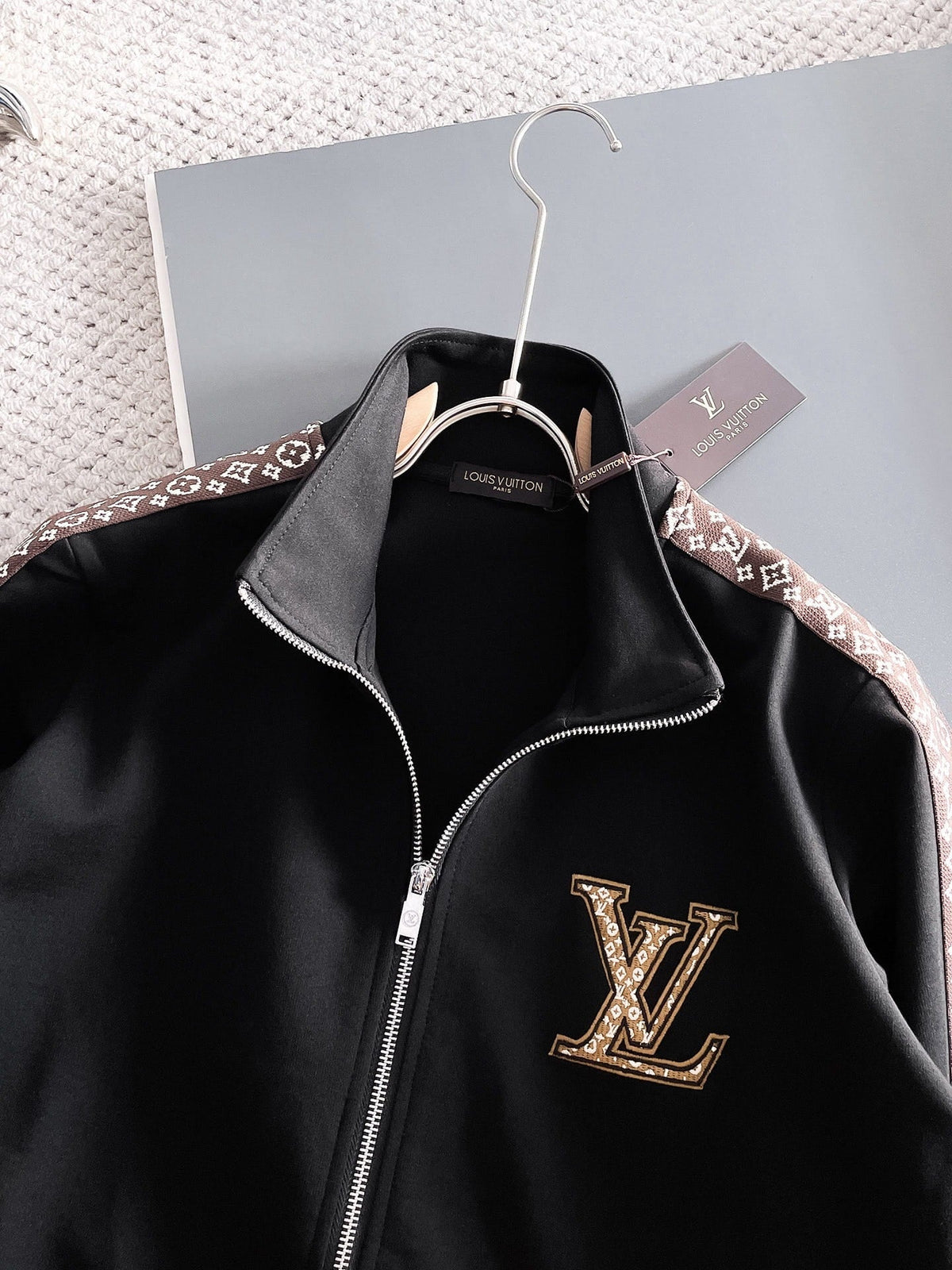 Louis Vuitton LV Monogram Side Stripe Tracksuit - Black Technical Knit Zip Jacket & Pants Set