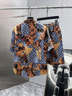Louis Vuitton LV Monogram Tapestry Denim Short-Sleeved Shirt & Shorts Set