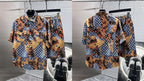 Louis Vuitton LV Monogram Tapestry Denim Short-Sleeved Shirt & Shorts Set