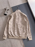 Louis Vuitton LV Monogram Tracksuit Set - Cream & Beige Technical Knit Zip Jacket & Pants
