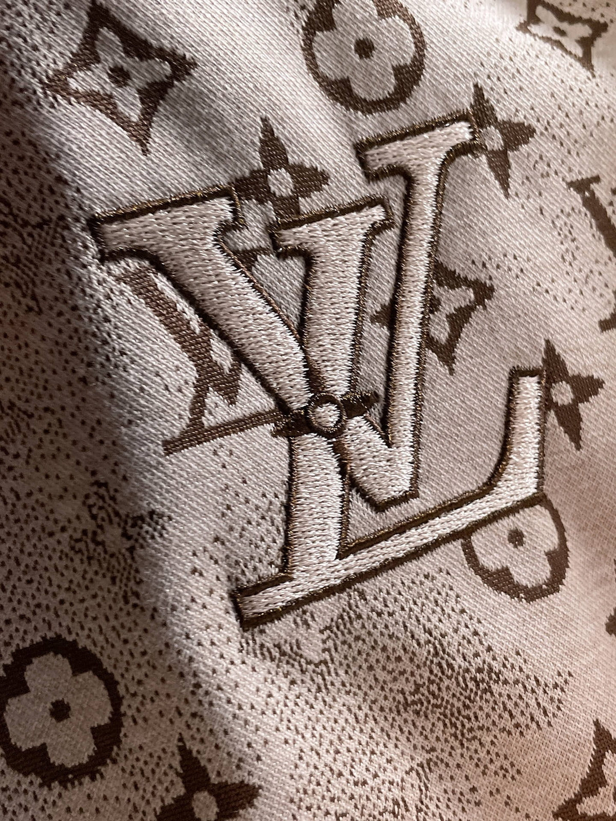 Louis Vuitton LV Monogram Tracksuit Set - Cream & Beige Technical Knit Zip Jacket & Pants