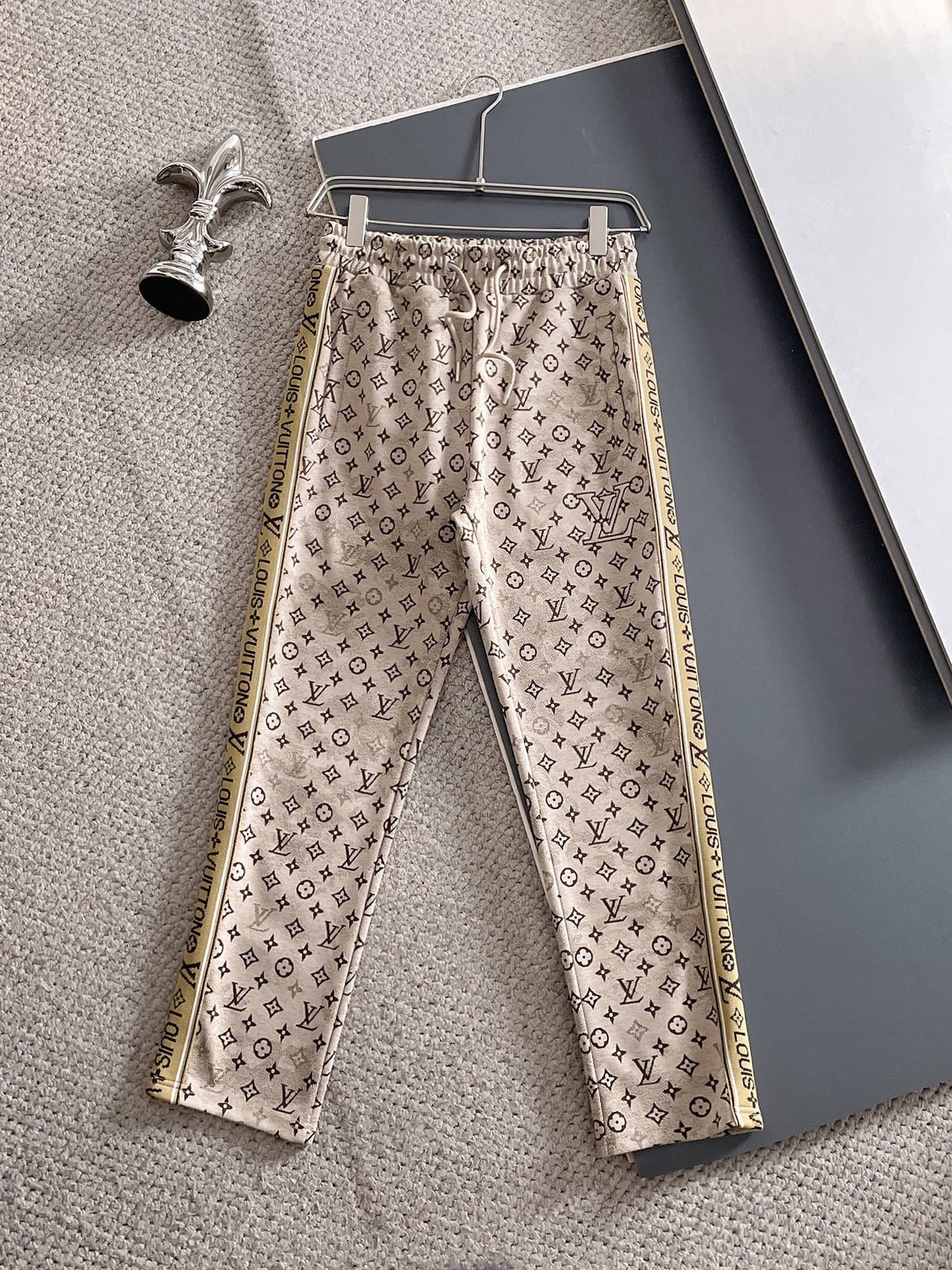 Louis Vuitton LV Monogram Tracksuit Set - Cream & Beige Technical Knit Zip Jacket & Pants