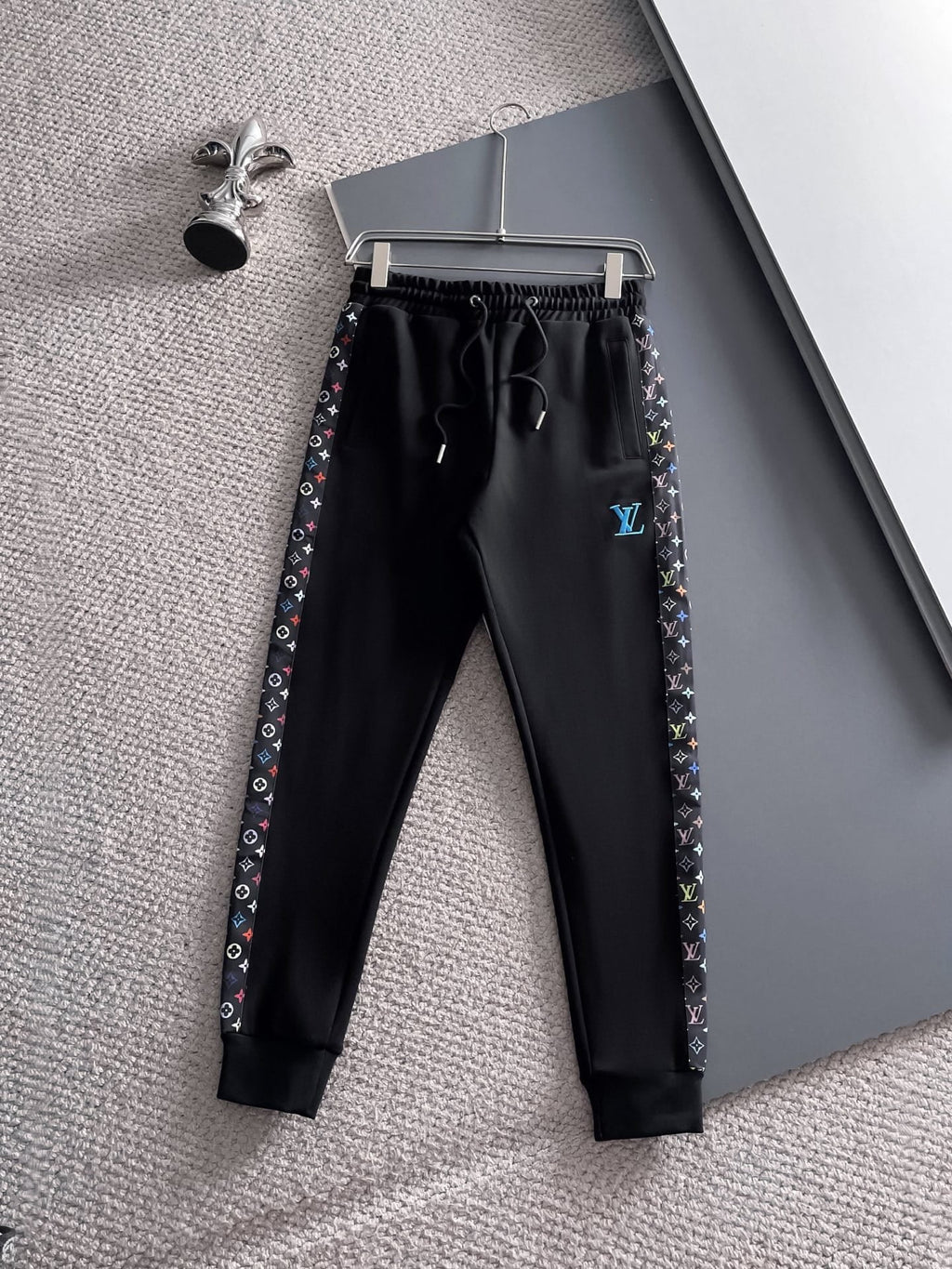 Louis Vuitton LV Multicolor Monogram Tracksuit - Black Graphic Stripe Zip Hoodie Set