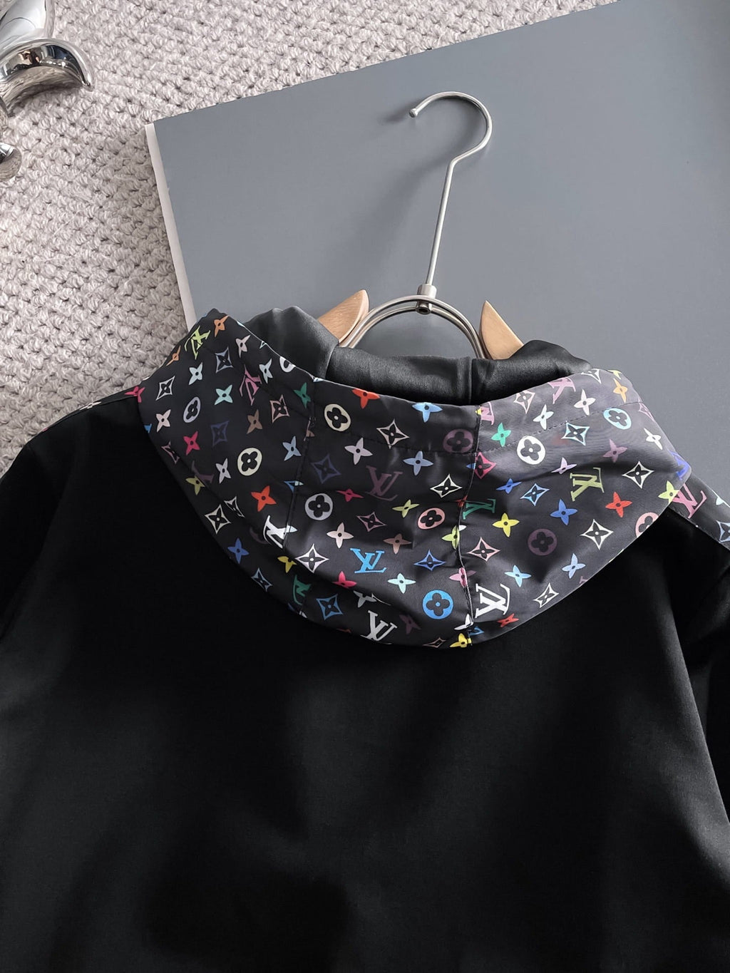 Louis Vuitton LV Multicolor Monogram Tracksuit - Black Graphic Stripe Zip Hoodie Set
