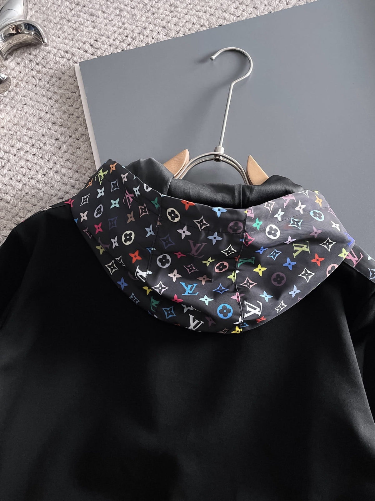 Louis Vuitton LV Multicolor Monogram Tracksuit - Black Graphic Stripe Zip Hoodie Set