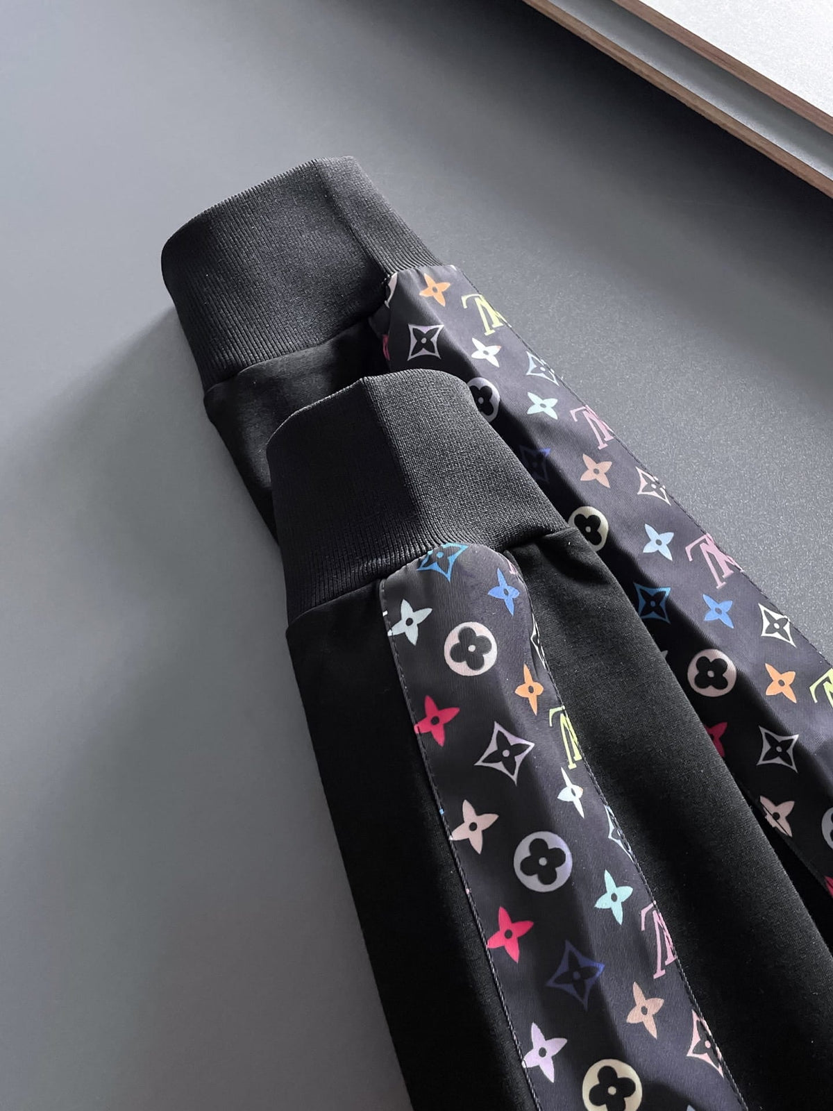Louis Vuitton LV Multicolor Monogram Tracksuit - Black Graphic Stripe Zip Hoodie Set