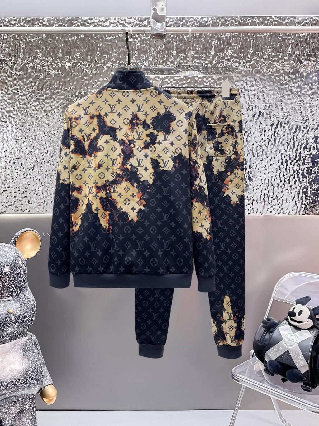Louis Vuitton Monogram Bleached Effect Tracksuit Black and Tan