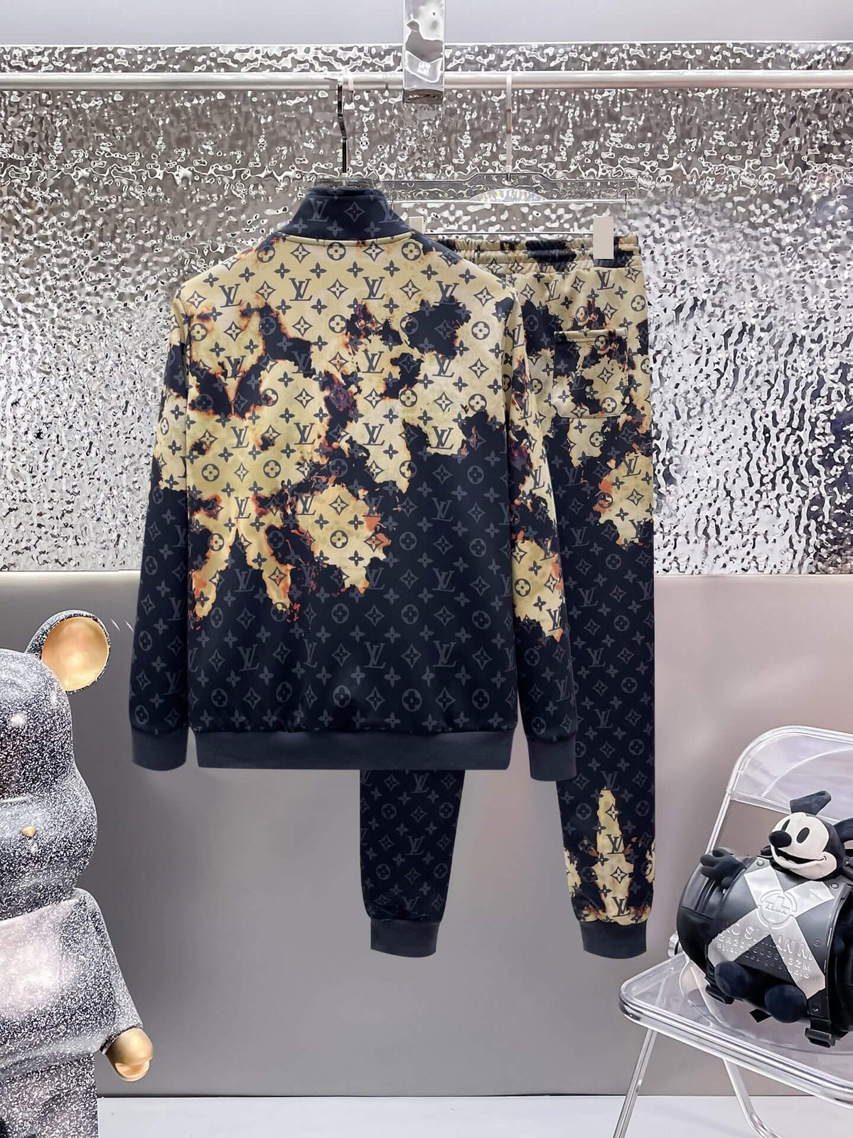 Louis Vuitton Monogram Bleached Effect Tracksuit Black and Tan