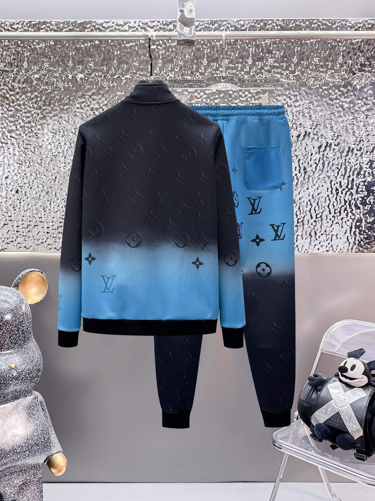 Louis Vuitton Monogram Gradient Embossed Tracksuit Blue Black