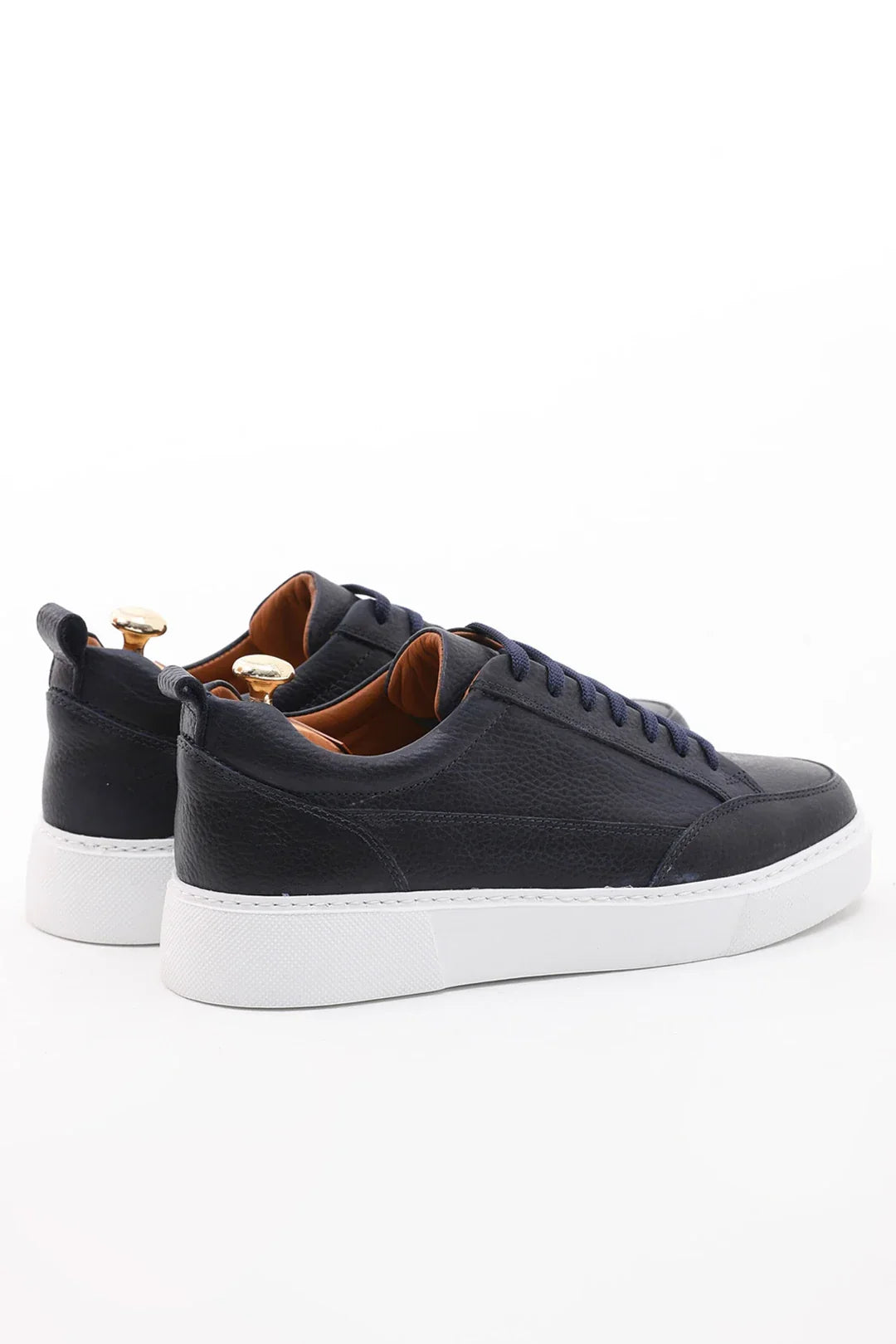 Luxurious Navy Blue Leather Sneakers