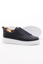 Luxurious Navy Blue Leather Sneakers