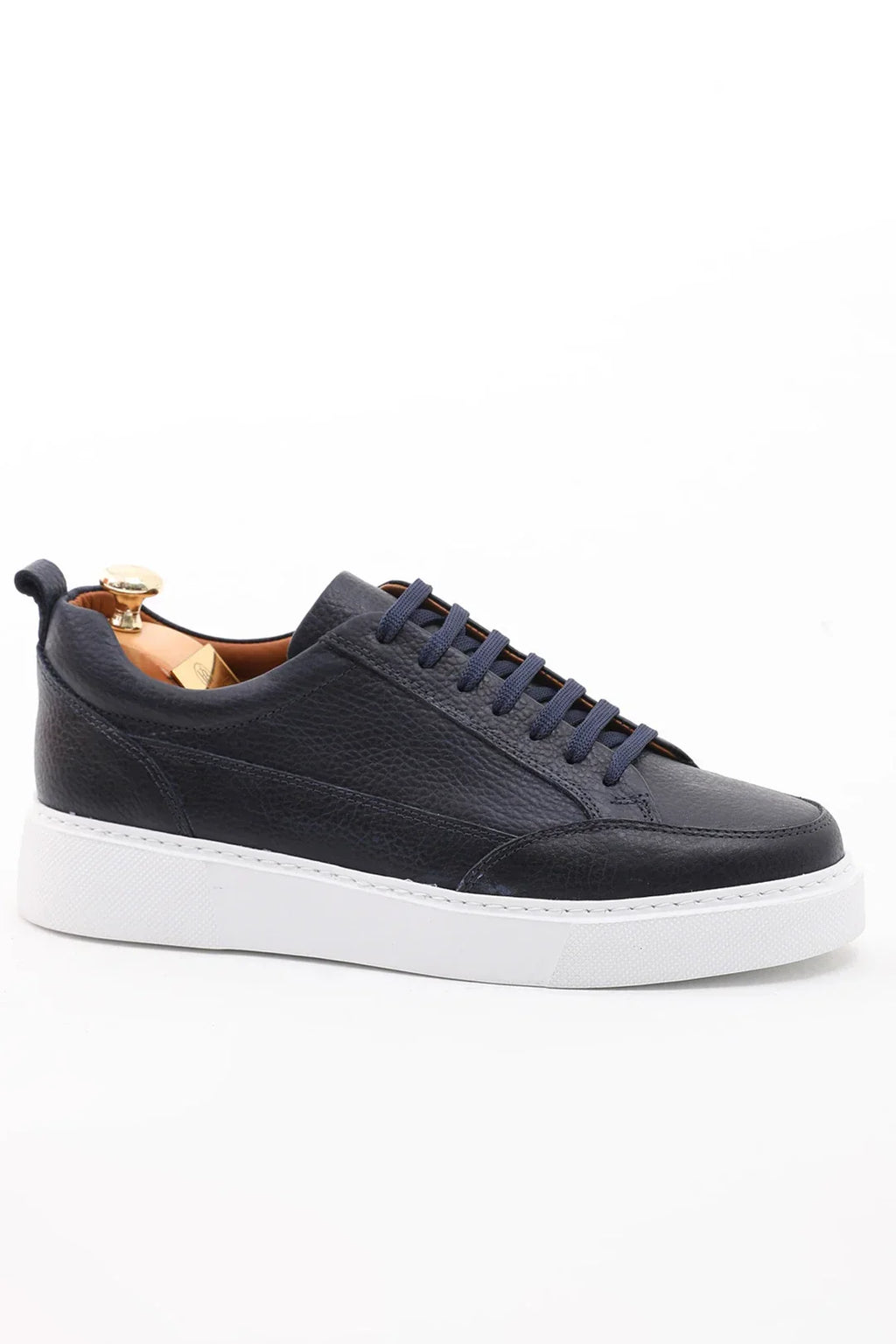 Luxurious Navy Blue Leather Sneakers