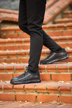 Monza Tech Runner — Black Leather Air Sole